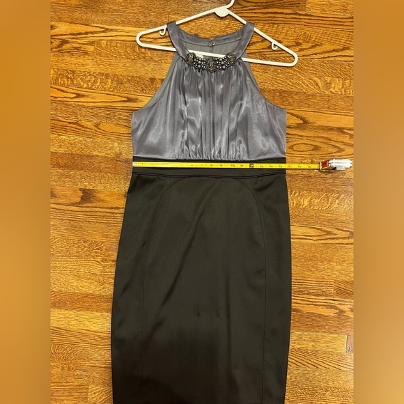 Jones Studio Gray and Black Halter Mini Dress with Beaded Neckline - Picture 14 of 14